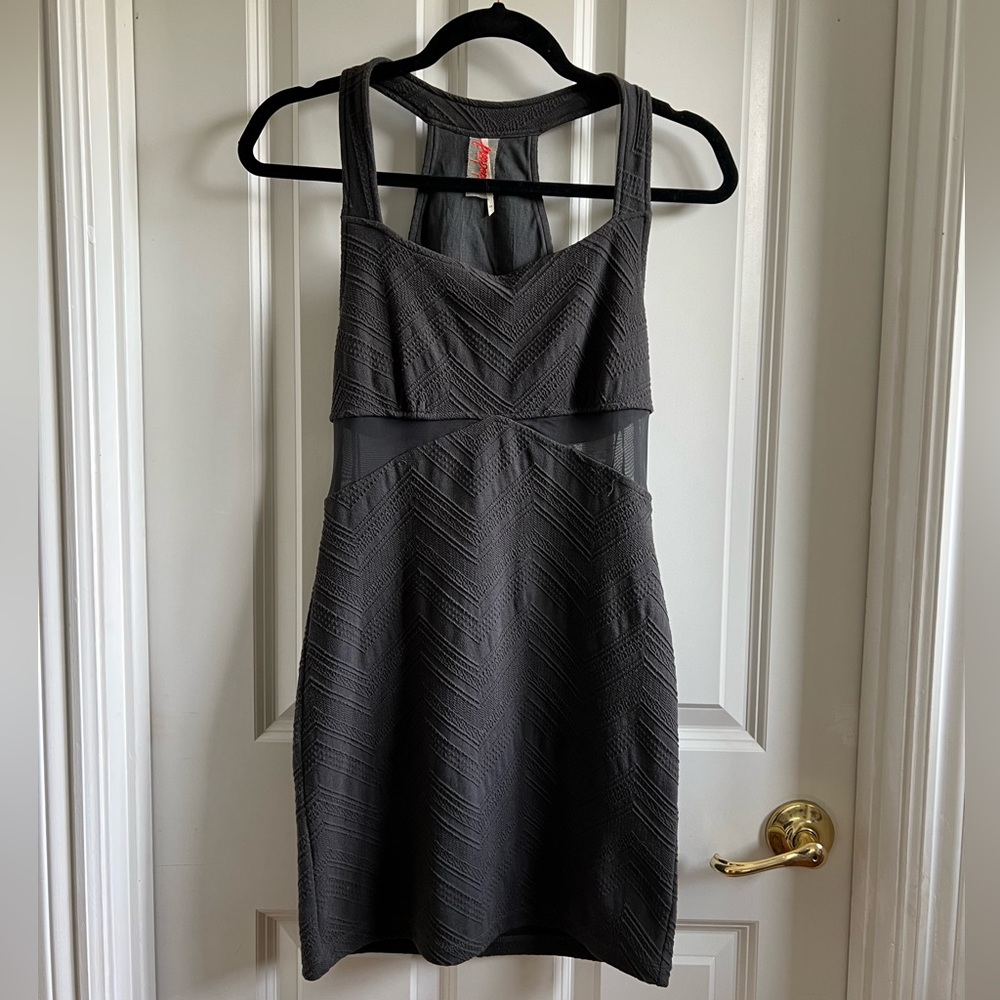 Free People Dark Gray/Charcoal  Bodycon Cutout Dress